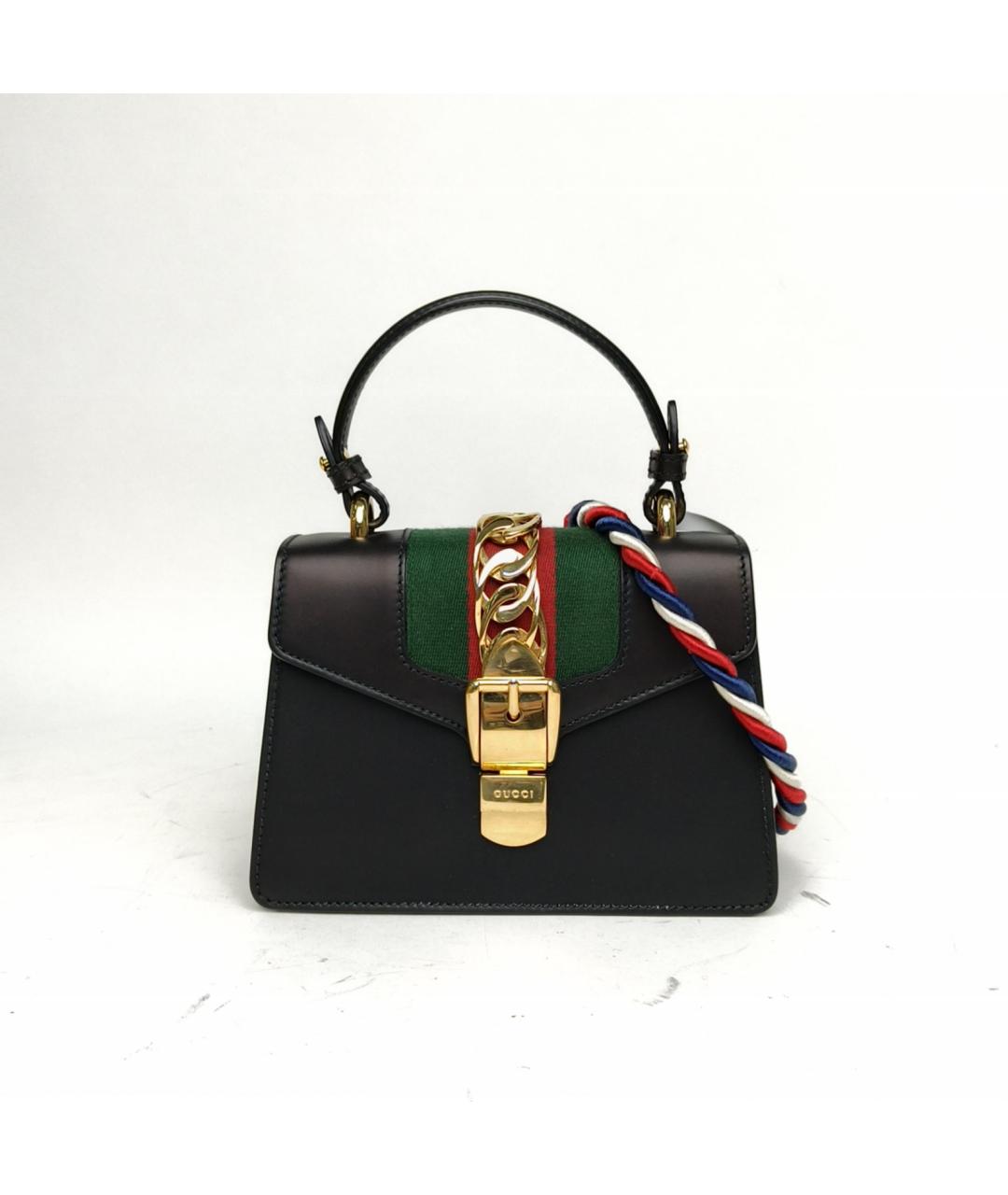 GUCCI Черная кожаная сумка с короткими ручками, фото 2