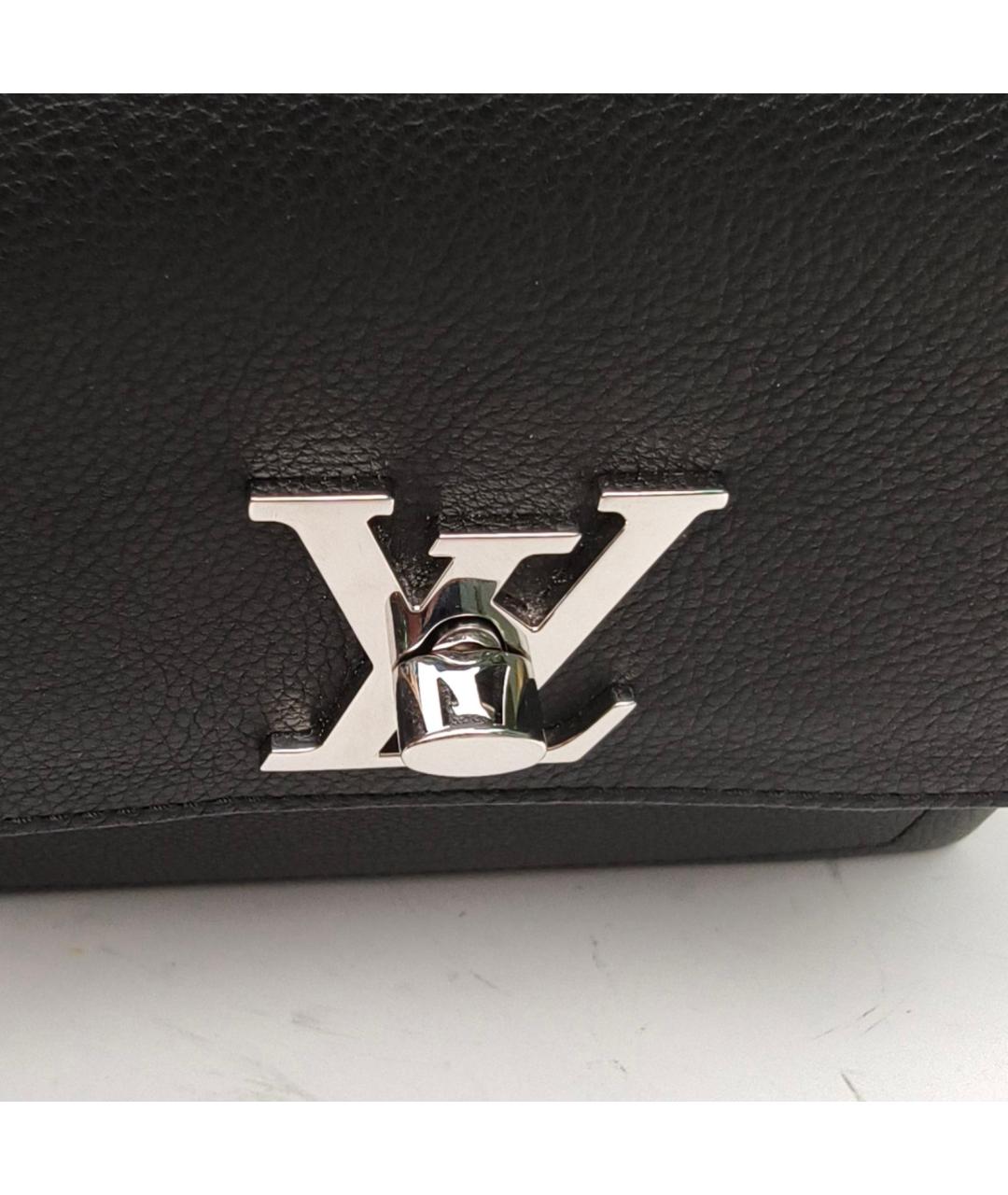 LOUIS VUITTON Черная кожаная сумка с короткими ручками, фото 5