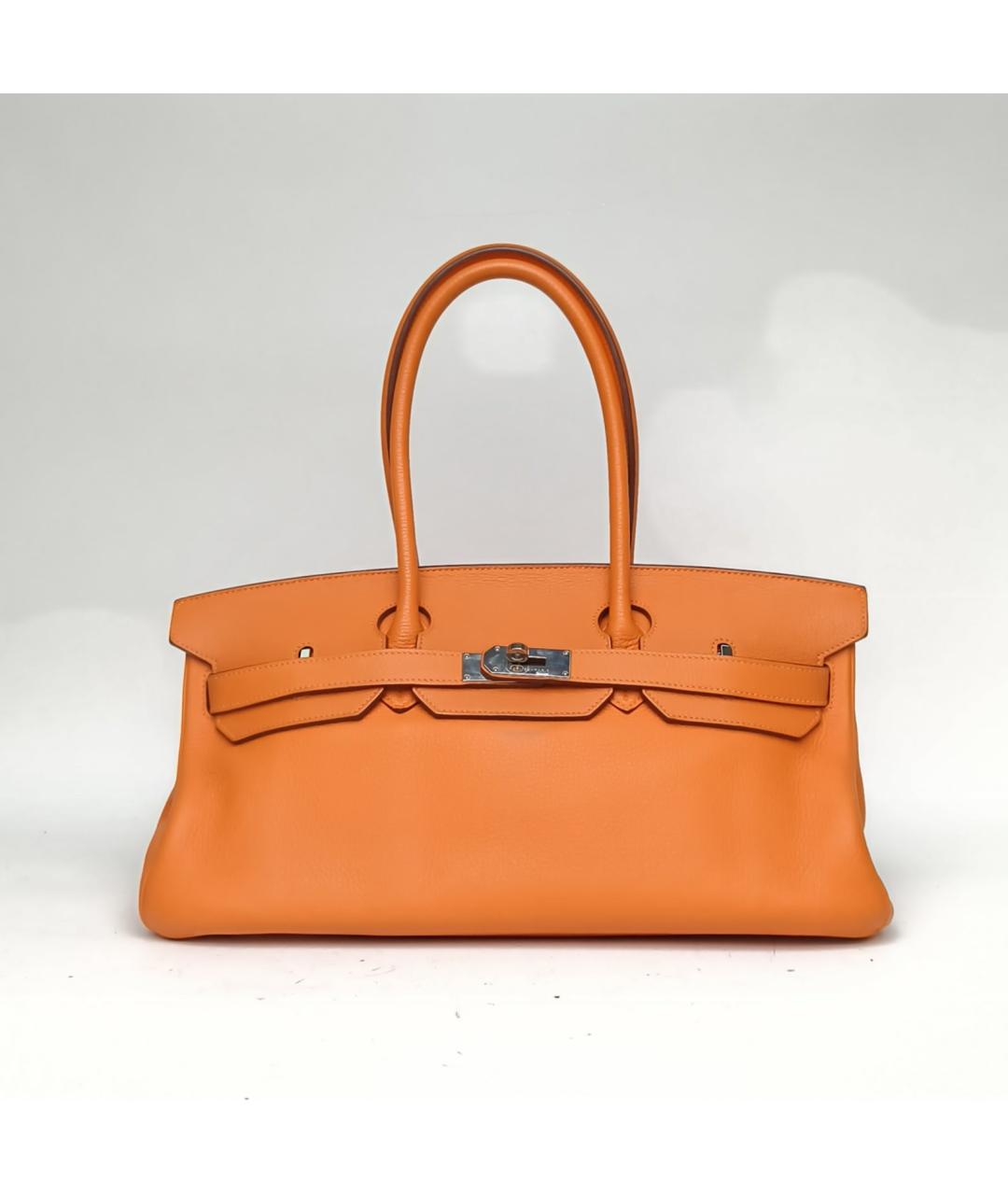 HERMES Оранжевая кожаная сумка с короткими ручками, фото 2