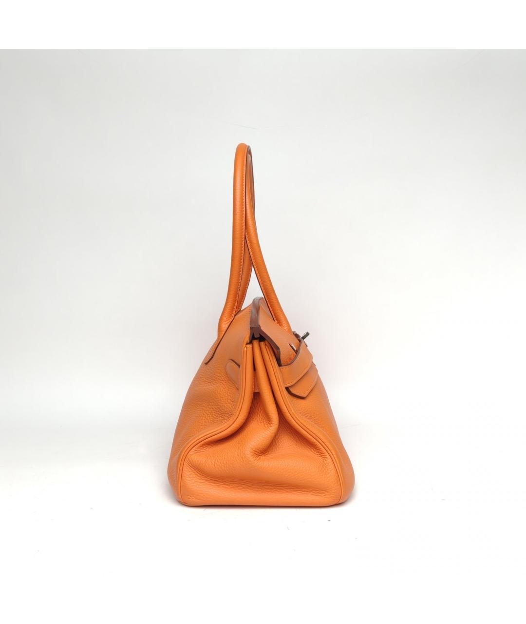 HERMES Оранжевая кожаная сумка с короткими ручками, фото 5