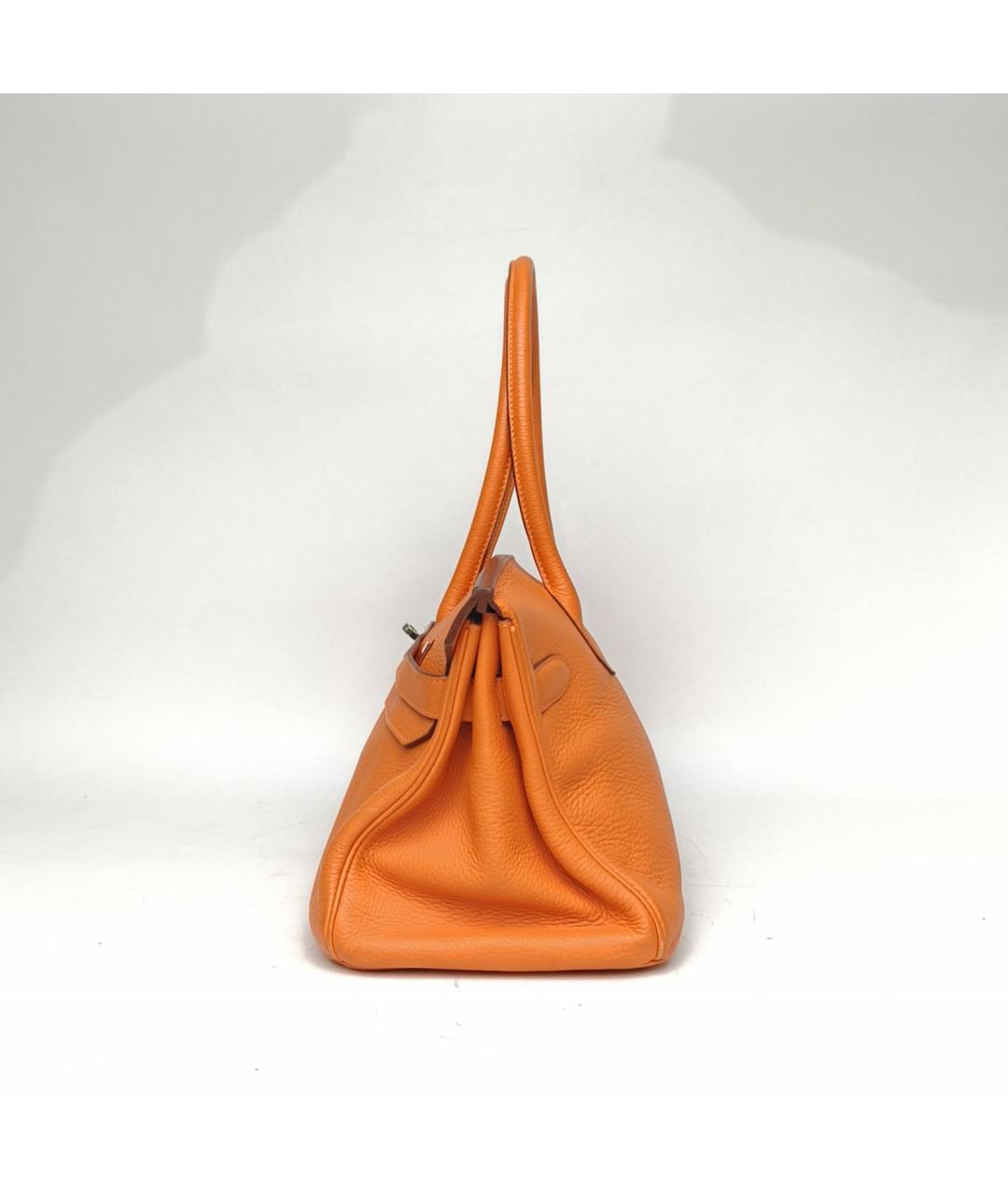 HERMES Оранжевая кожаная сумка с короткими ручками, фото 3