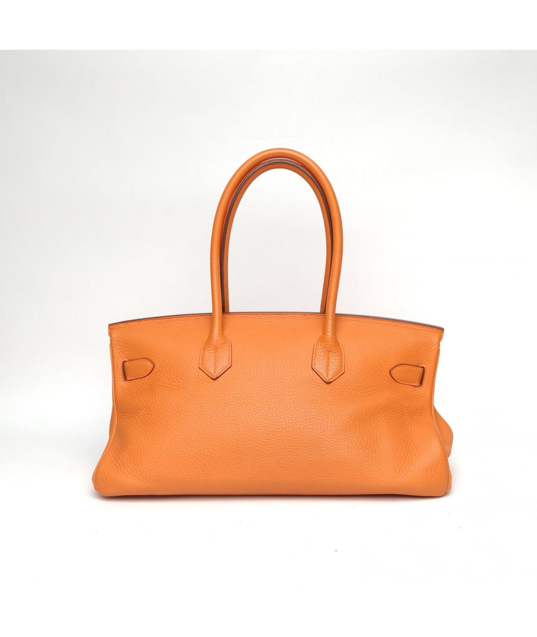 HERMES Оранжевая кожаная сумка с короткими ручками, фото 4