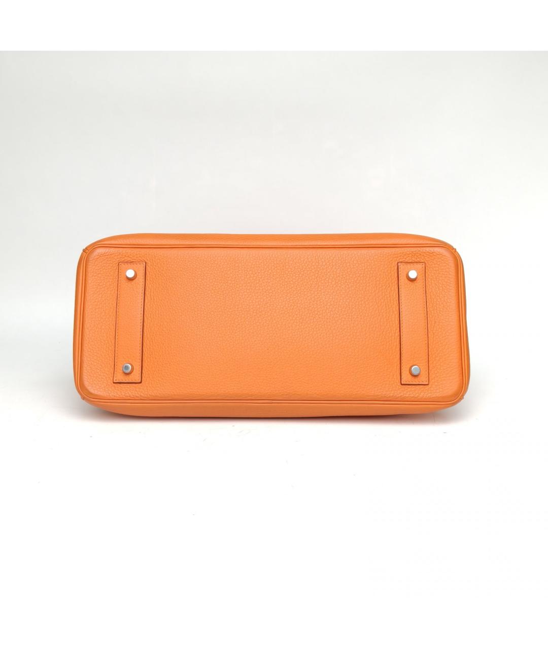HERMES Оранжевая кожаная сумка с короткими ручками, фото 6