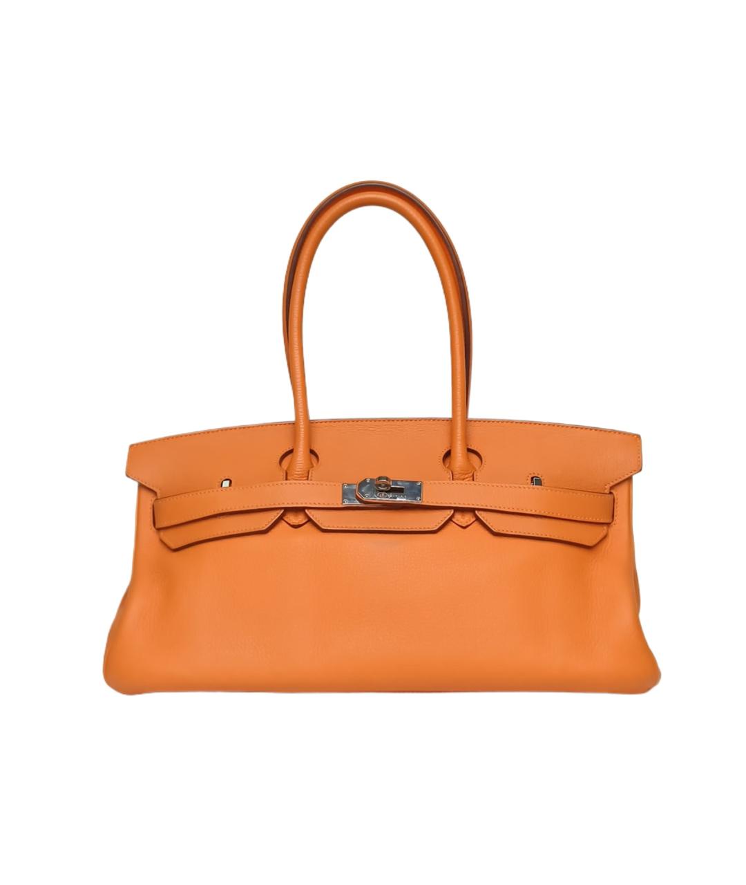 HERMES Оранжевая кожаная сумка с короткими ручками, фото 10