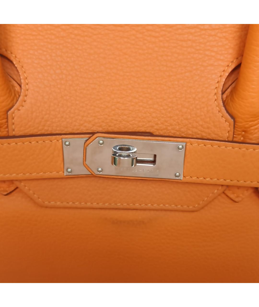 HERMES Оранжевая кожаная сумка с короткими ручками, фото 7
