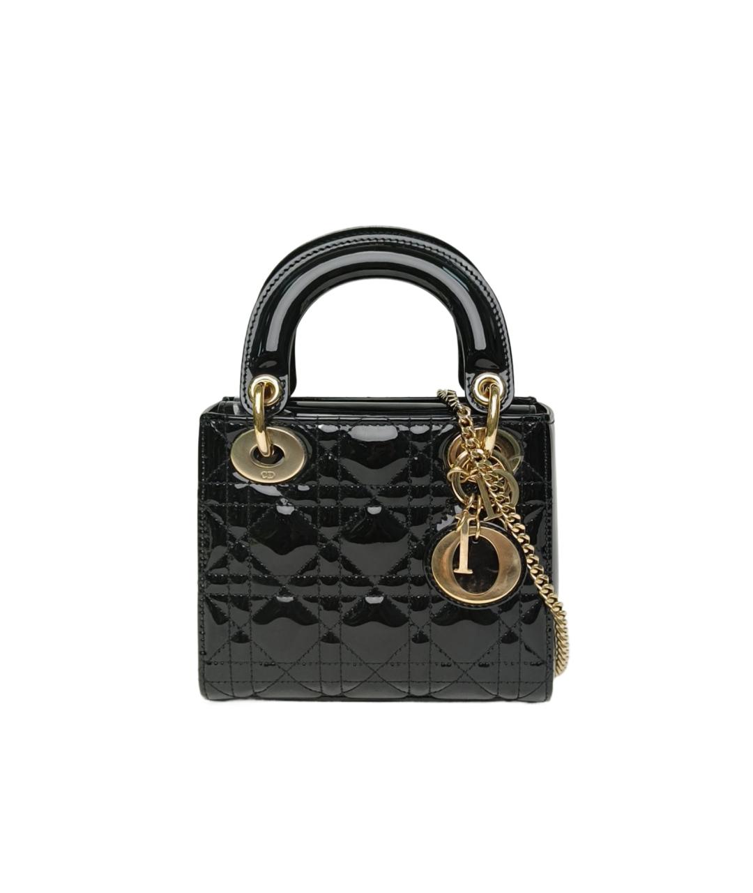 CHRISTIAN DIOR Черная сумка через плечо из лакированной кожи, фото 9
