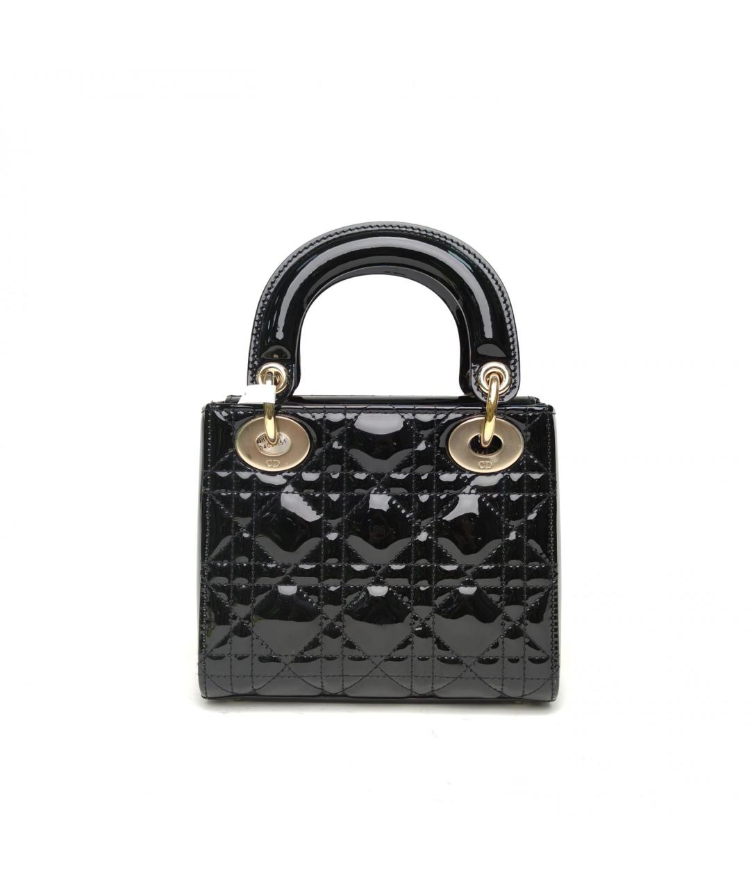 CHRISTIAN DIOR Черная сумка через плечо из лакированной кожи, фото 4