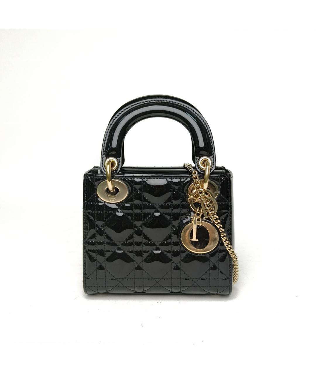 CHRISTIAN DIOR Черная сумка через плечо из лакированной кожи, фото 2