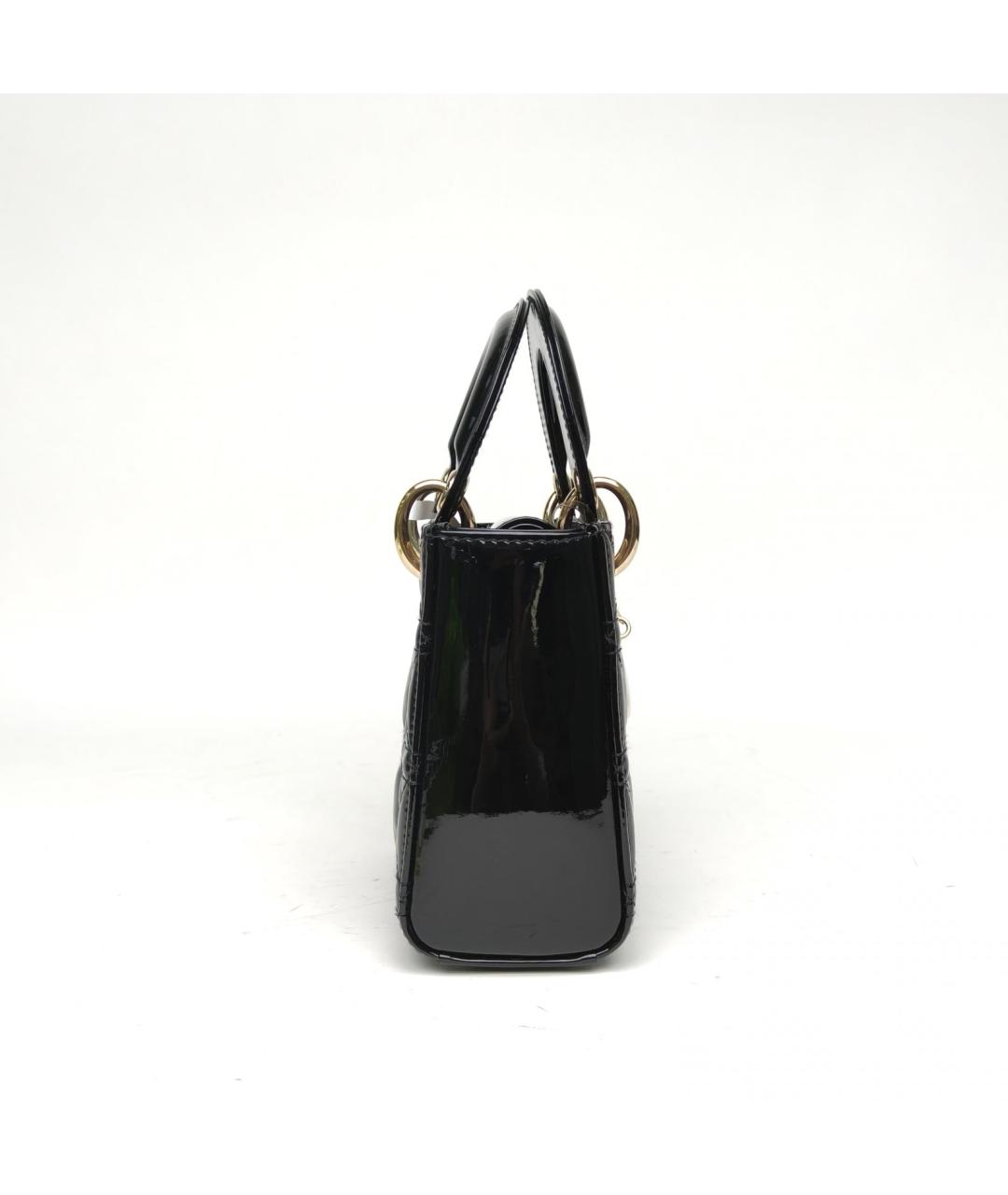 CHRISTIAN DIOR Черная сумка через плечо из лакированной кожи, фото 5