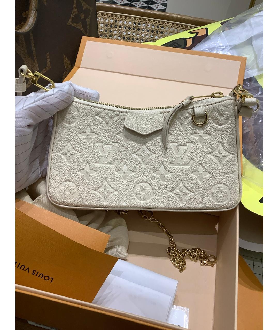 LOUIS VUITTON Бежевая кожаная сумка через плечо, фото 8