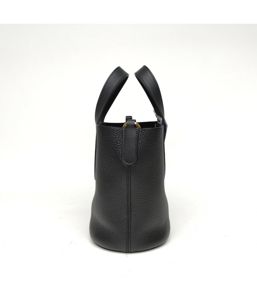 HERMES Черная кожаная сумка с короткими ручками, фото 5