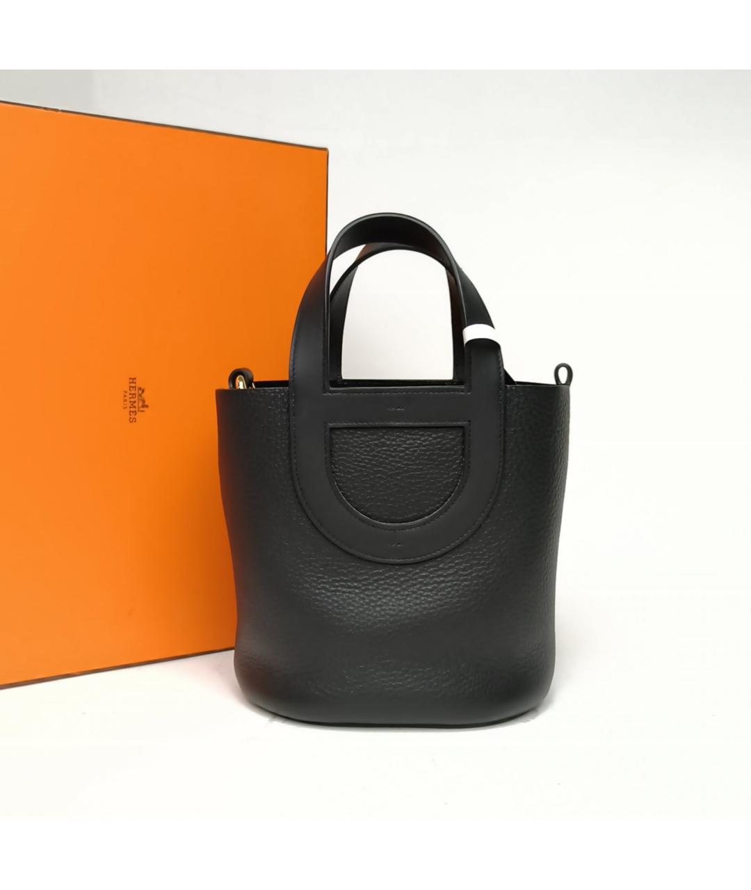 HERMES Черная кожаная сумка с короткими ручками, фото 9