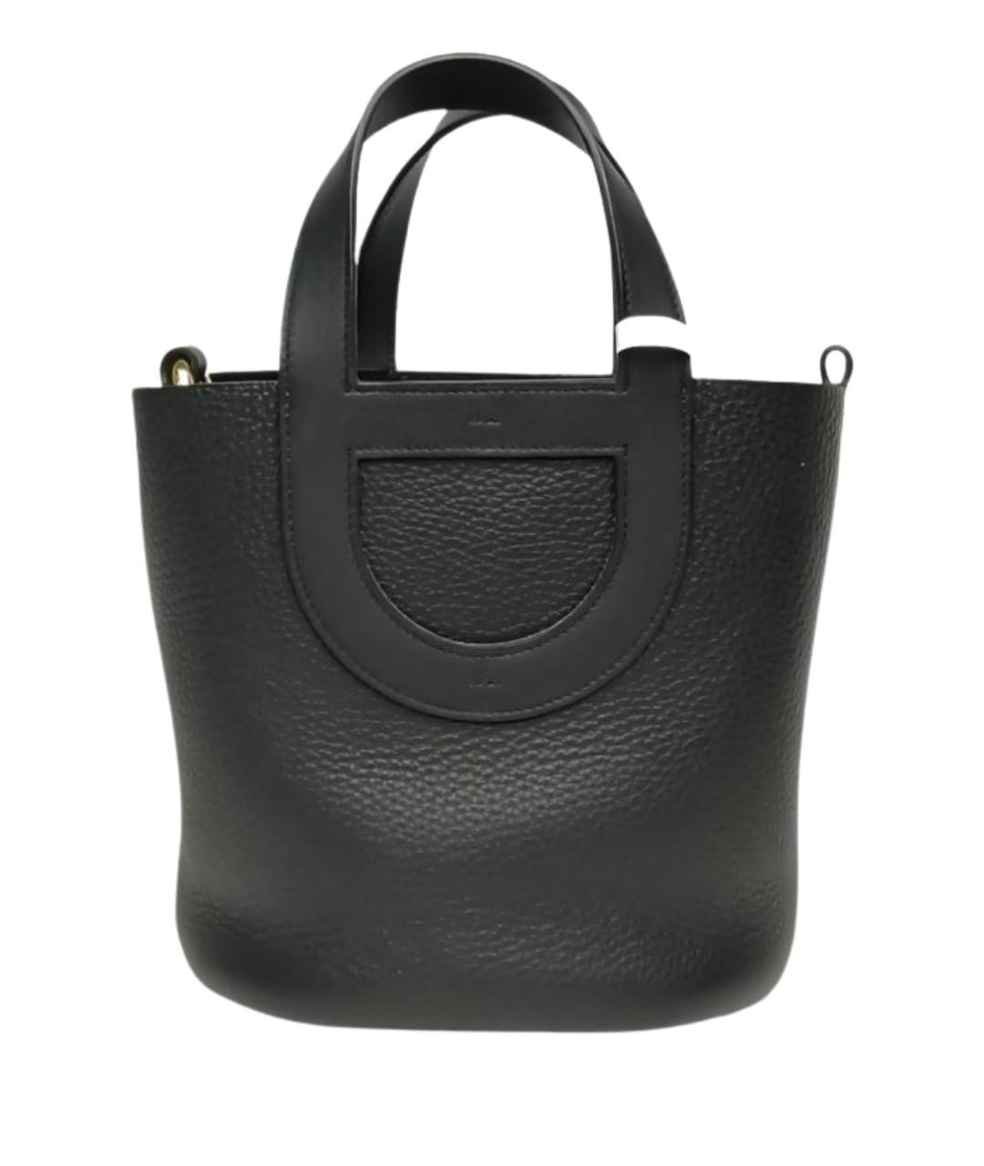 HERMES Черная кожаная сумка с короткими ручками, фото 1