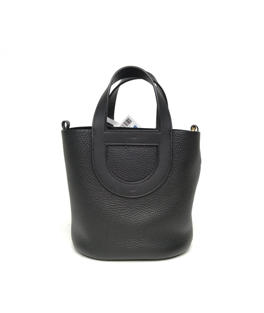 HERMES Черная кожаная сумка с короткими ручками, фото 4