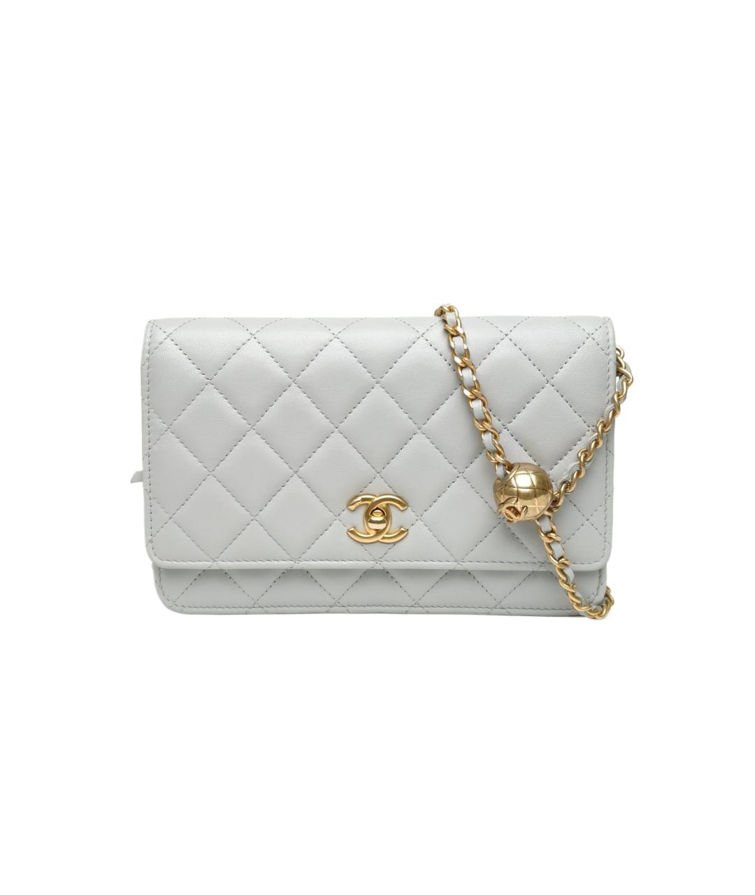 CHANEL Серая кожаная сумка через плечо, фото 9