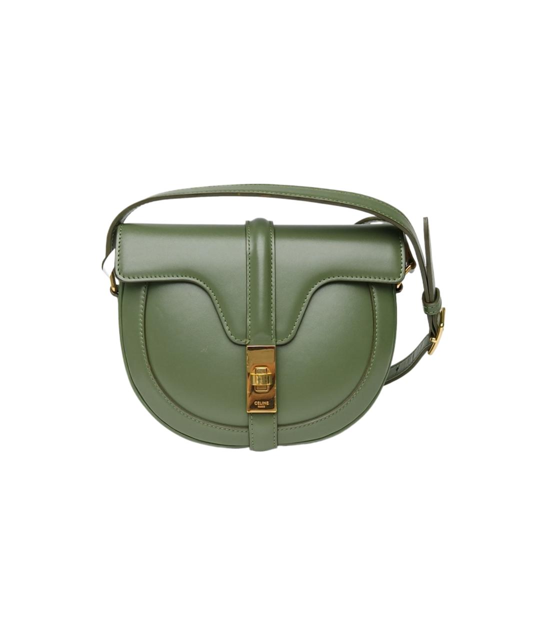 CELINE Зеленая кожаная сумка через плечо, фото 10