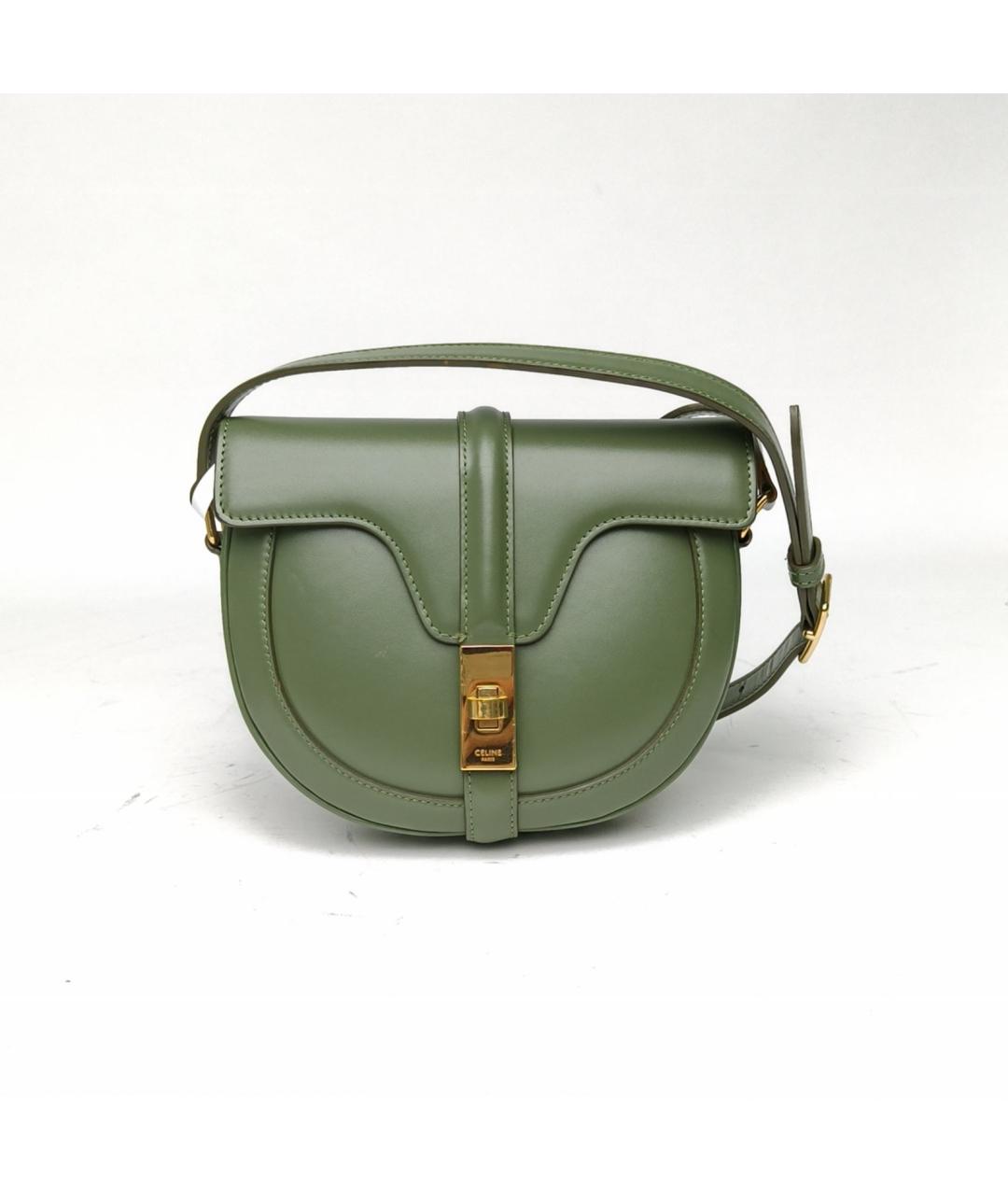 CELINE Зеленая кожаная сумка через плечо, фото 2