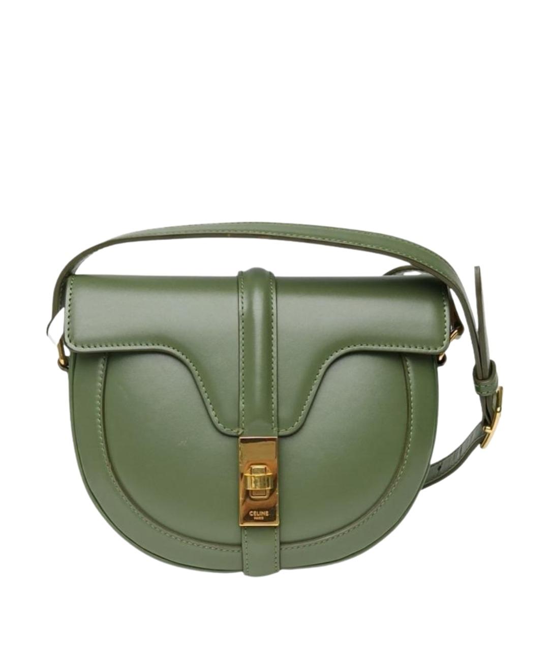 CELINE Зеленая кожаная сумка через плечо, фото 1