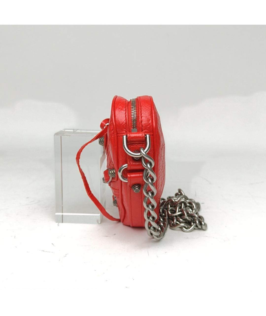 BALENCIAGA Красная кожаная сумка через плечо, фото 3