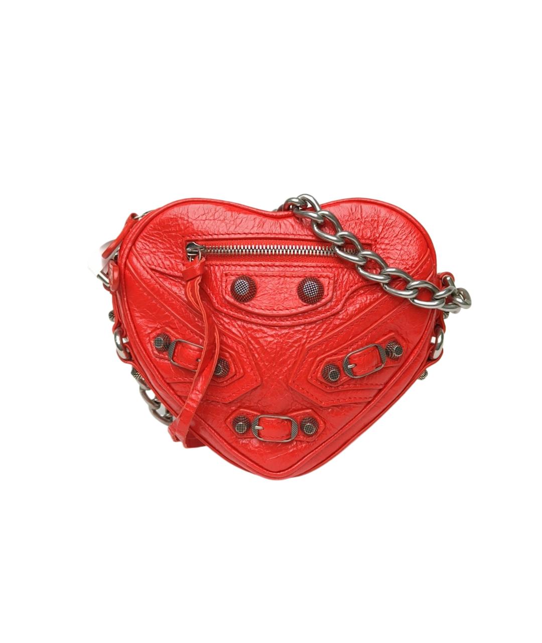 BALENCIAGA Красная кожаная сумка через плечо, фото 9