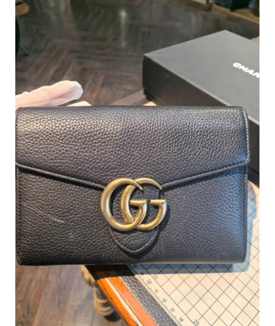 GUCCI Черная кожаная сумка через плечо, фото 9