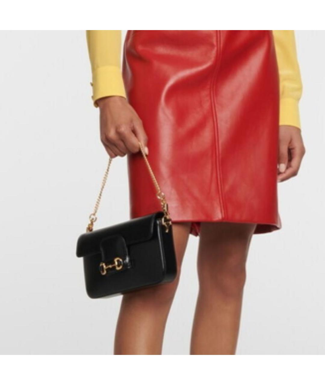 GUCCI Черная кожаная сумка через плечо, фото 6