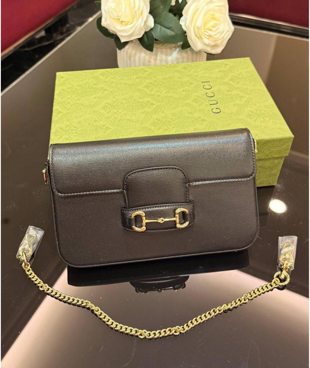 GUCCI Черная кожаная сумка через плечо, фото 3