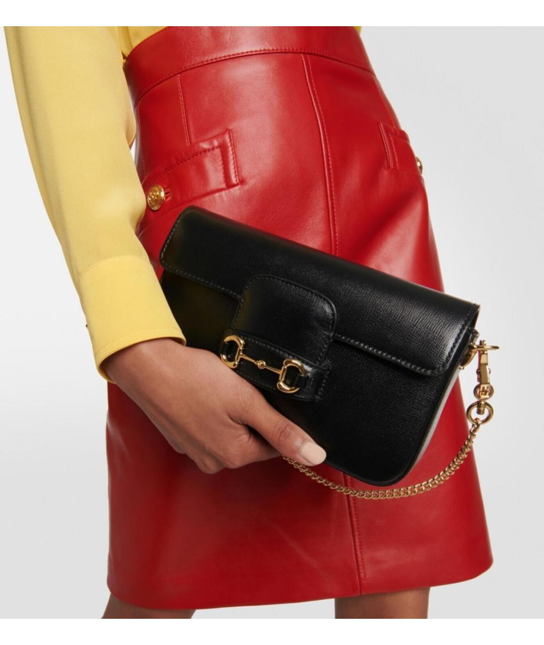 GUCCI Черная кожаная сумка через плечо, фото 5