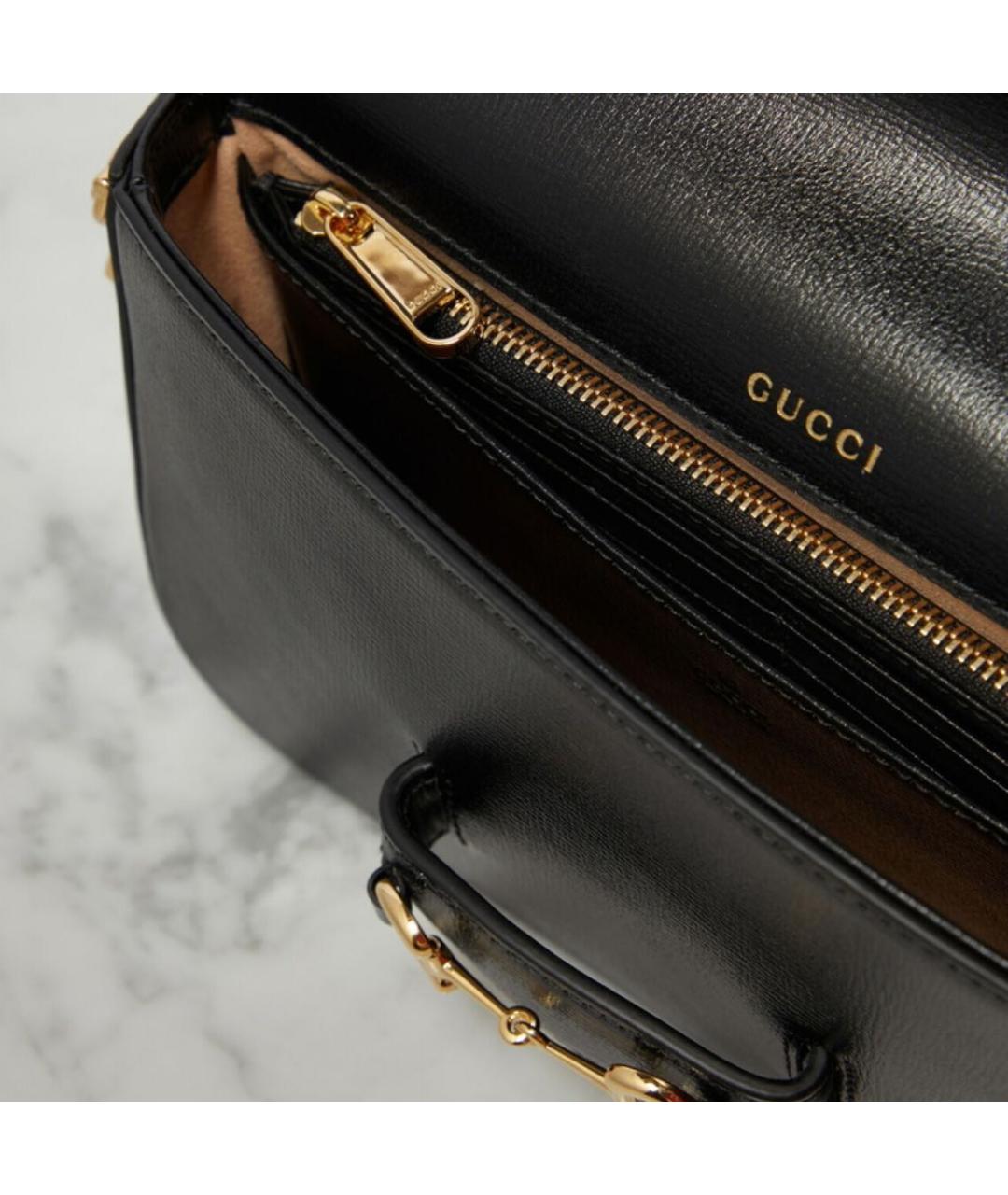 GUCCI Черная кожаная сумка через плечо, фото 4