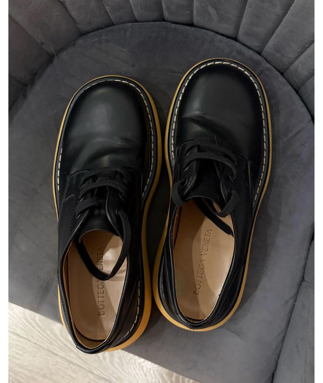 BOTTEGA VENETA Черные кожаные низкие ботинки, фото 6