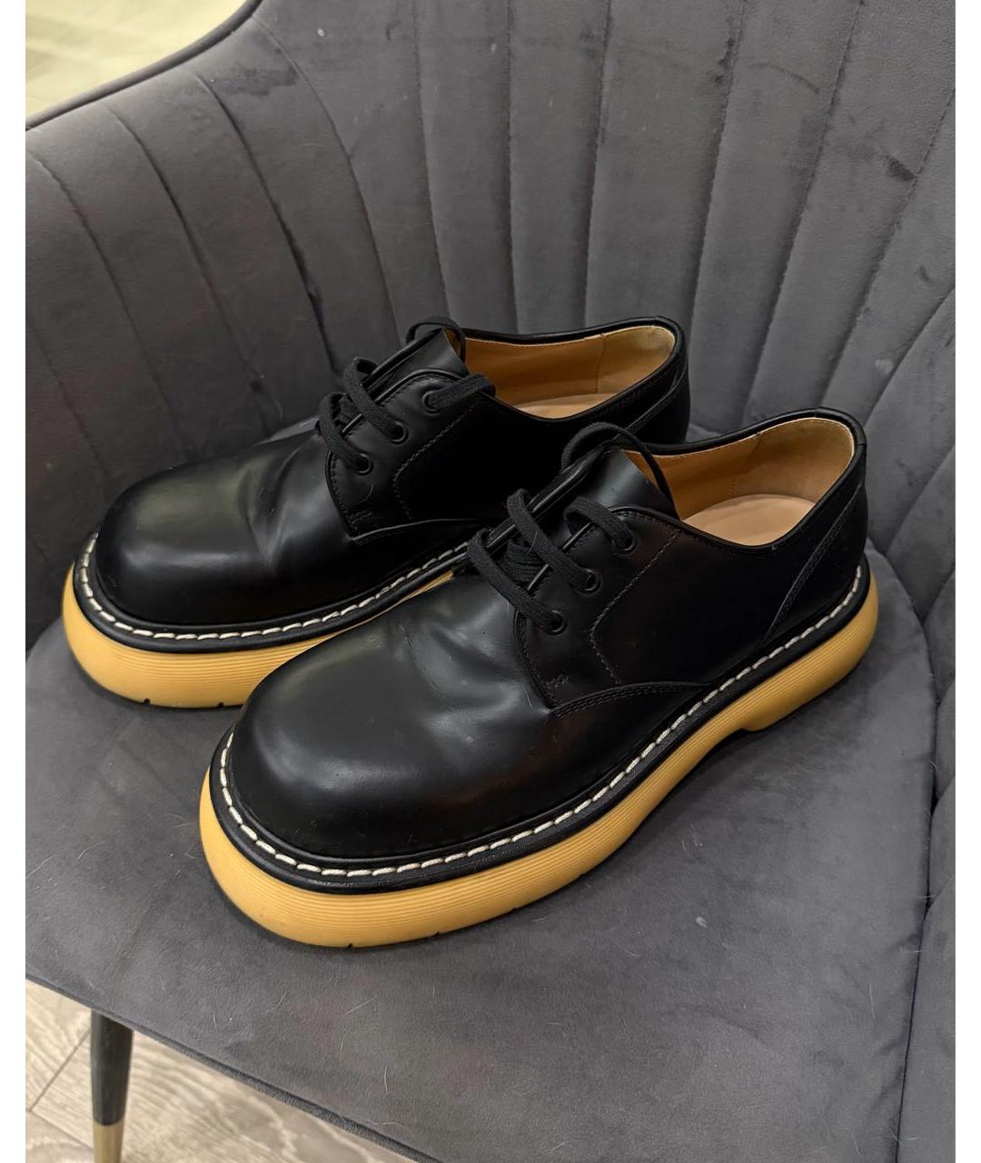 BOTTEGA VENETA Черные кожаные низкие ботинки, фото 5