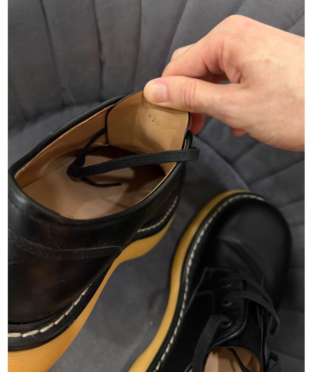 BOTTEGA VENETA Черные кожаные низкие ботинки, фото 7