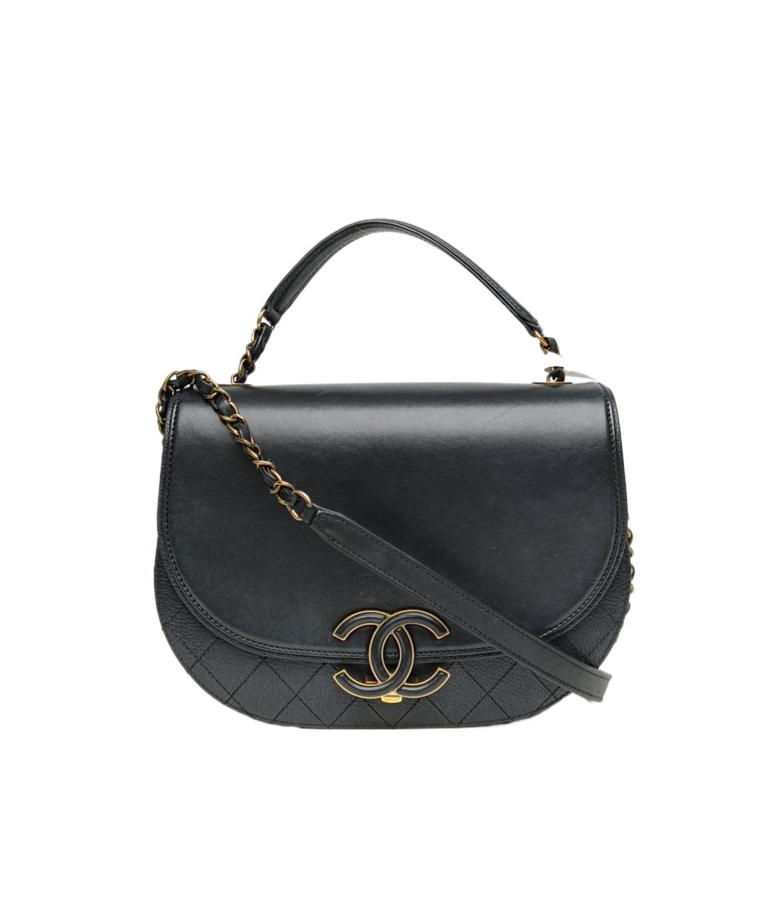 CHANEL Черная кожаная сумка с короткими ручками, фото 9
