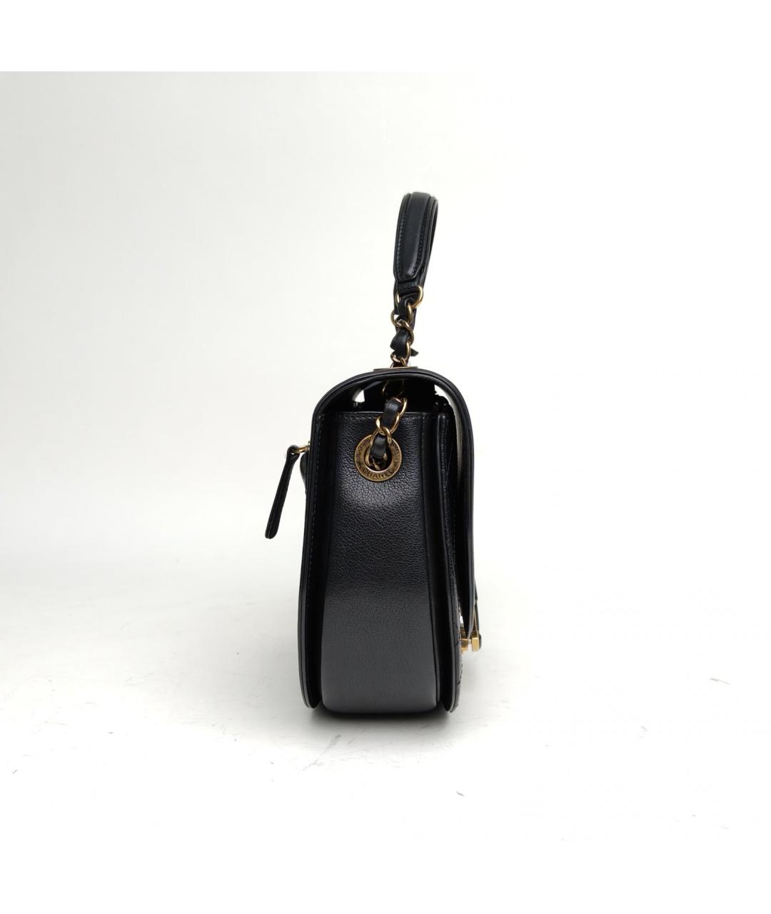 CHANEL Черная кожаная сумка с короткими ручками, фото 4