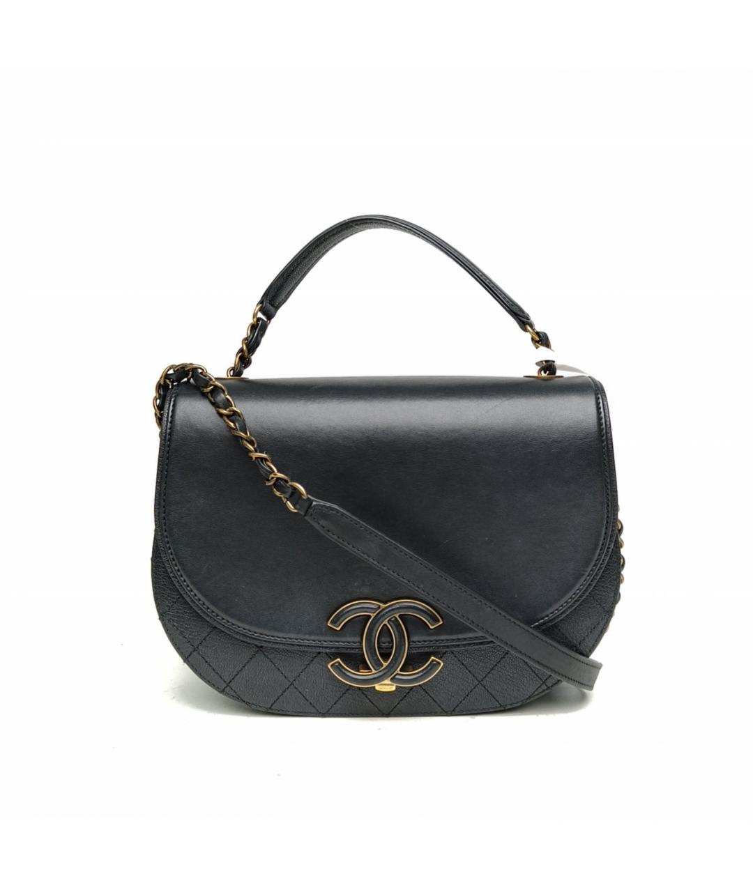 CHANEL Черная кожаная сумка с короткими ручками, фото 2
