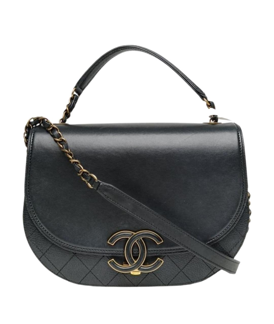 CHANEL Черная кожаная сумка с короткими ручками, фото 1