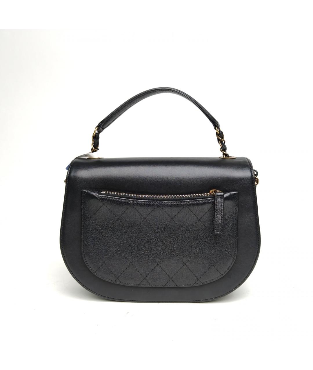 CHANEL Черная кожаная сумка с короткими ручками, фото 3