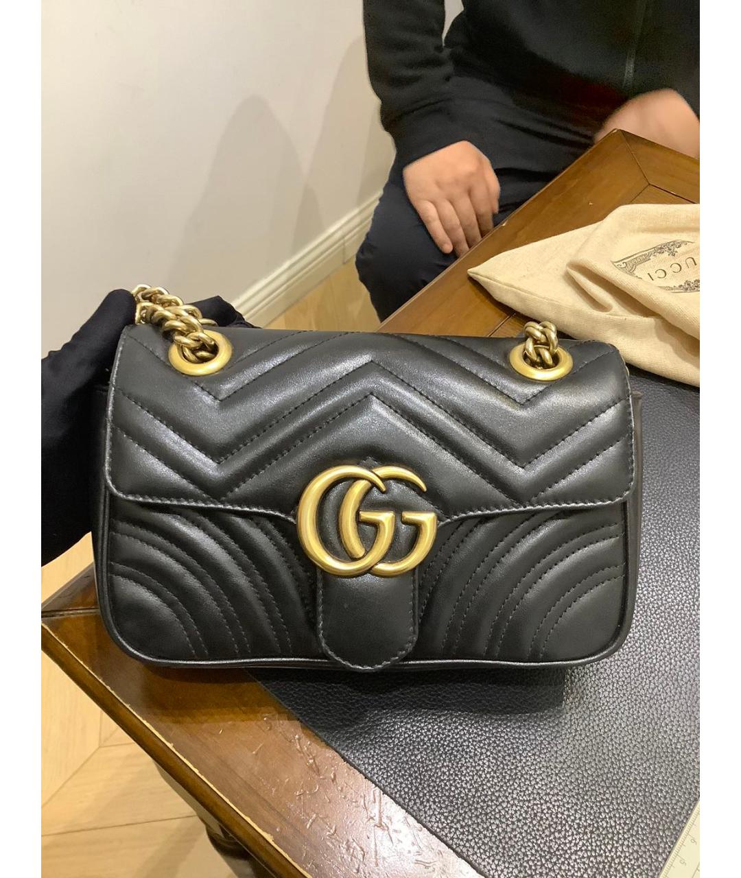 GUCCI Черная кожаная сумка через плечо, фото 9