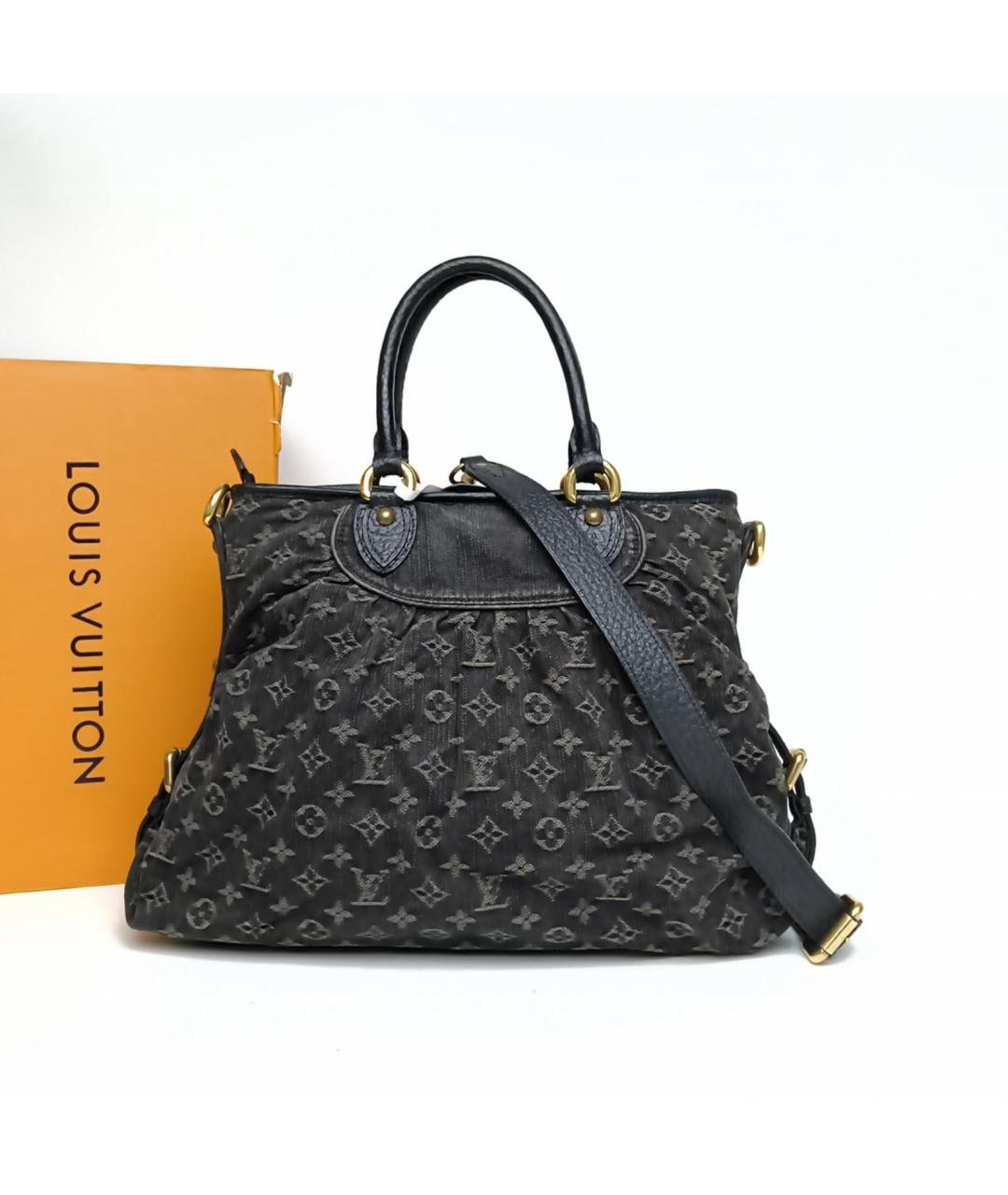 LOUIS VUITTON Черная деним сумка тоут, фото 7