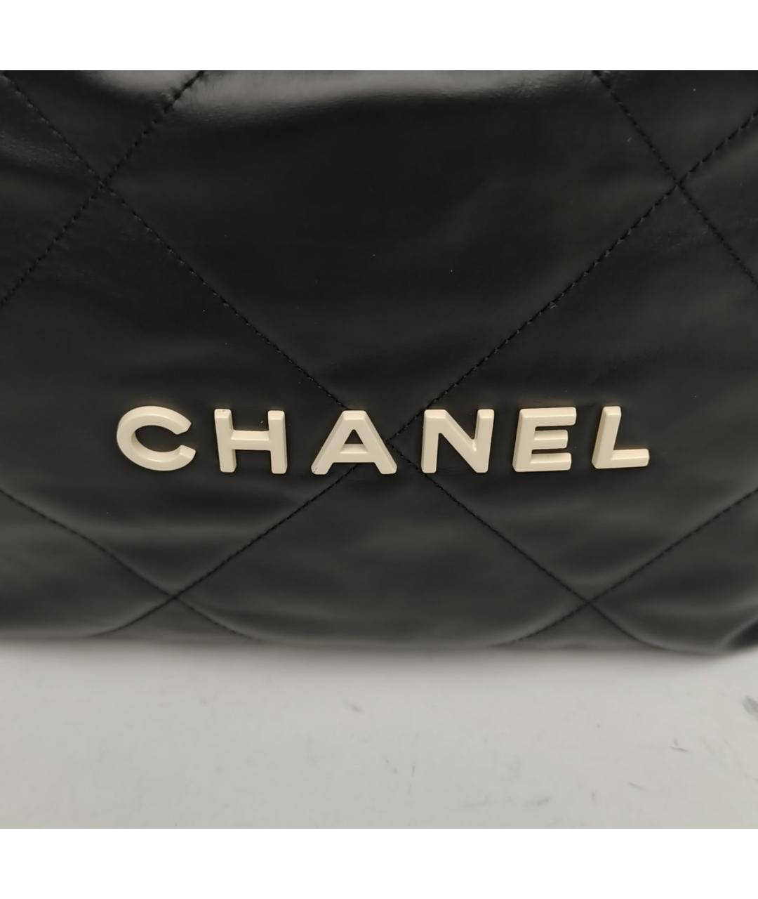 CHANEL Черная кожаная сумка тоут, фото 8