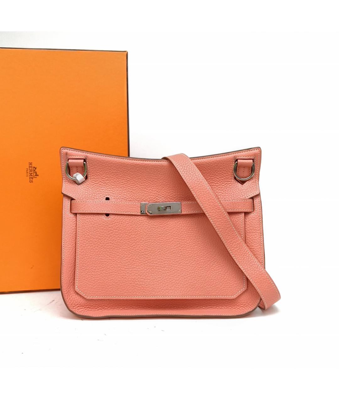 HERMES Коралловая кожаная сумка через плечо, фото 9