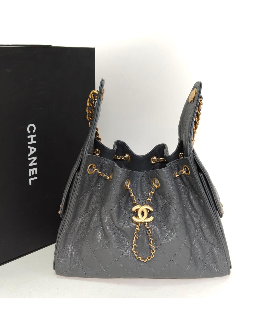 CHANEL Серая кожаная сумка через плечо, фото 4