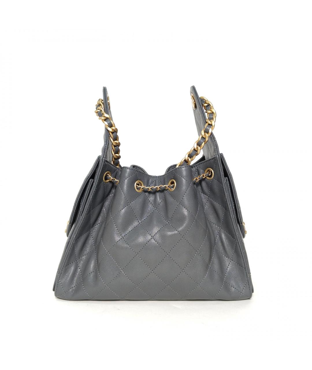 CHANEL Серая кожаная сумка через плечо, фото 7