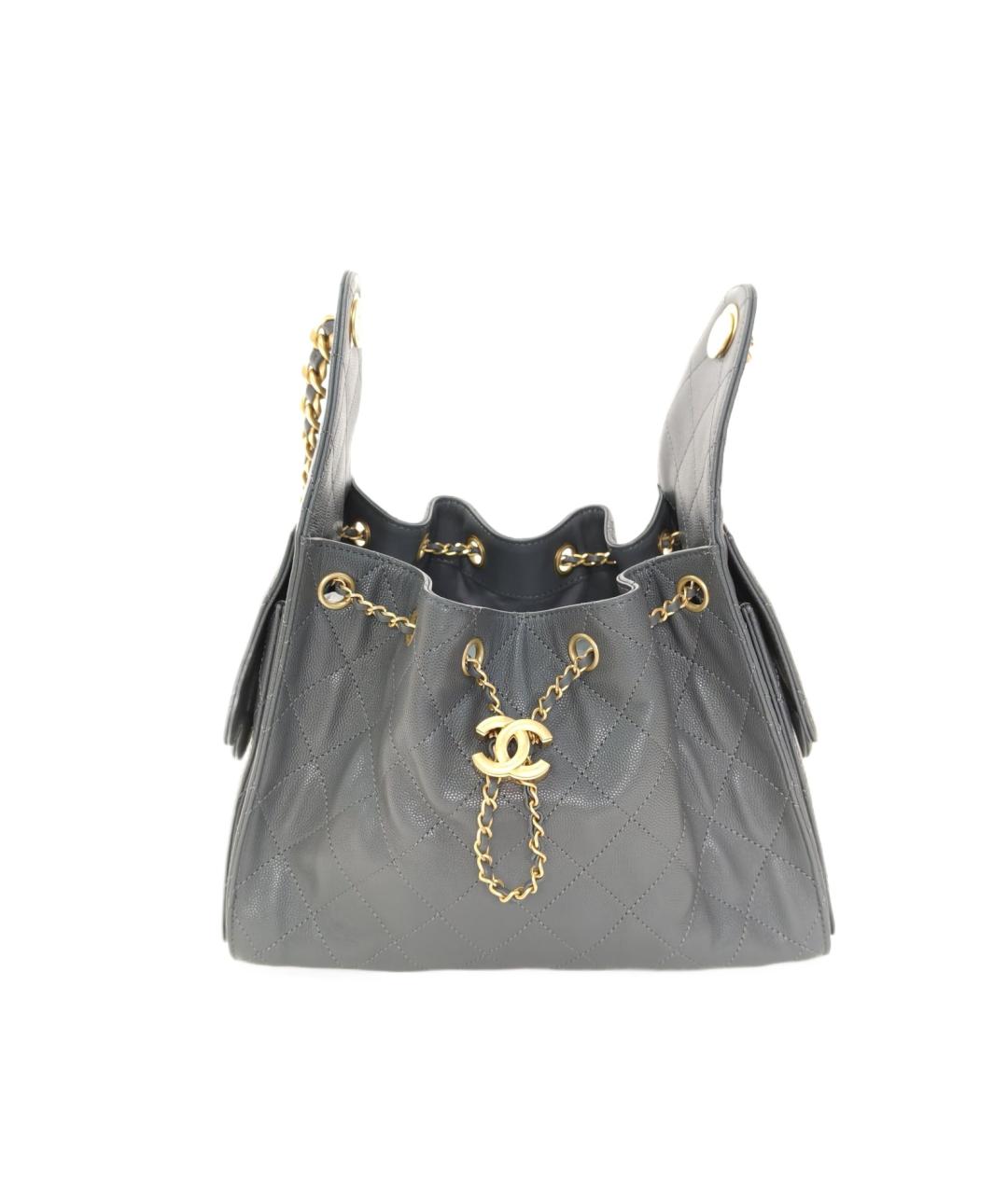 CHANEL Серая кожаная сумка через плечо, фото 10