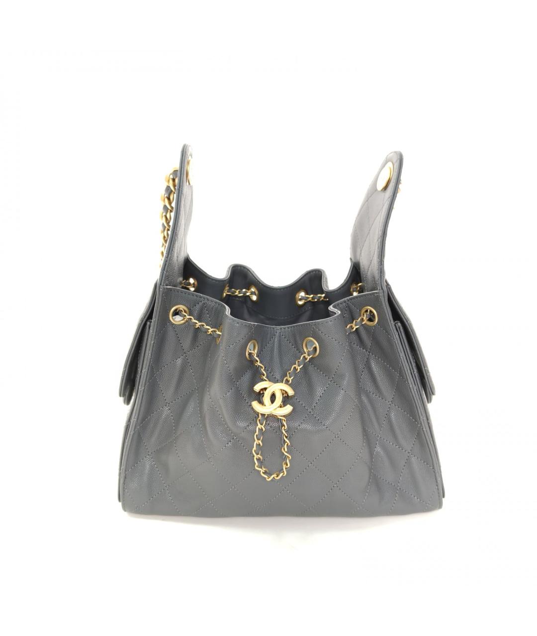 CHANEL Серая кожаная сумка через плечо, фото 5