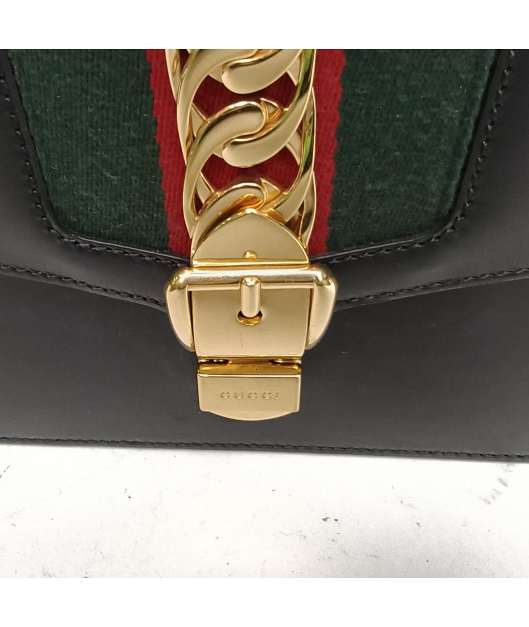 GUCCI Черная кожаная сумка через плечо, фото 8