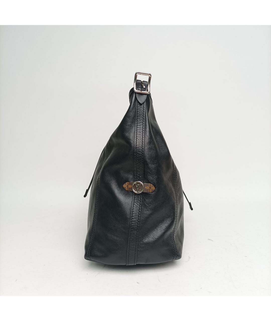 LOUIS VUITTON Черная кожаная сумка через плечо, фото 3