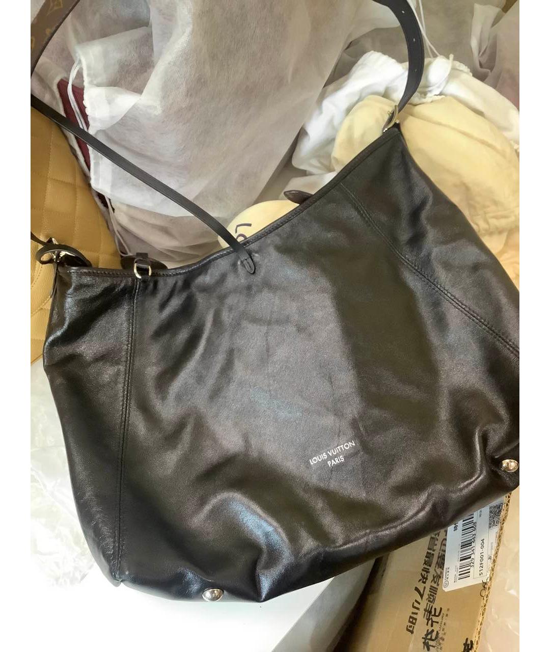 LOUIS VUITTON Черная кожаная сумка через плечо, фото 9