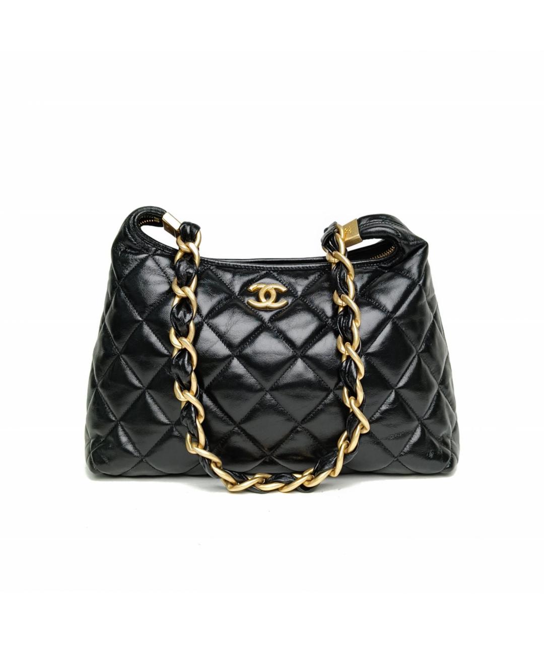 CHANEL Черная кожаная сумка с короткими ручками, фото 2
