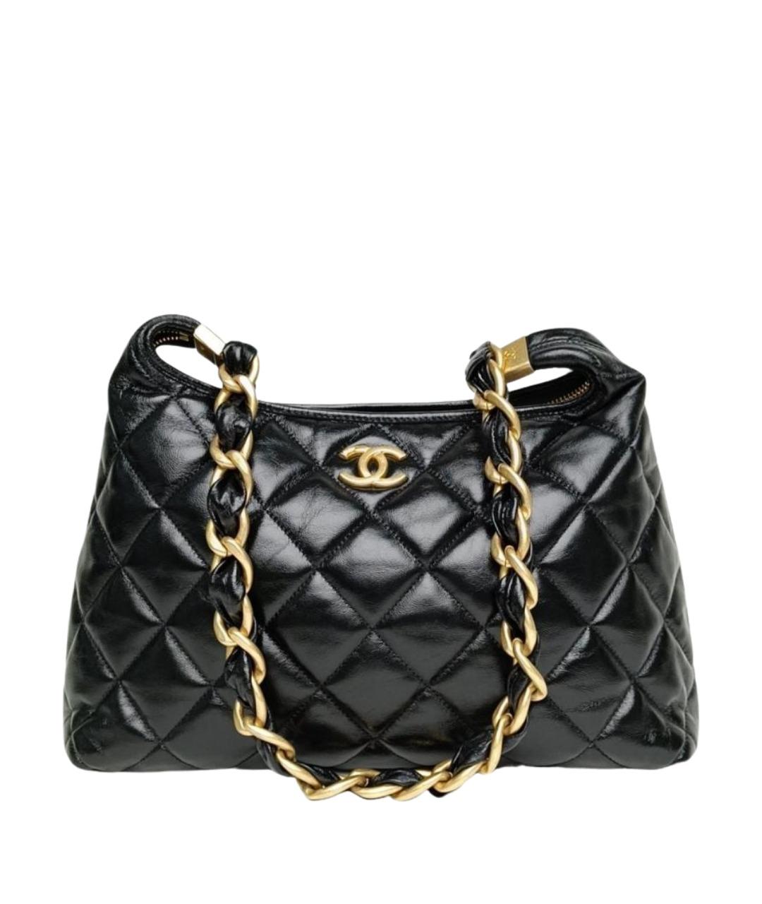 CHANEL Черная кожаная сумка с короткими ручками, фото 1